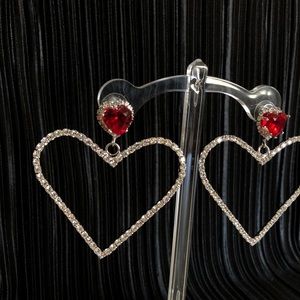 Vintage Jewelry - Jeweled ruby oversized heart shape earrings Vintage Jewelry - Jeweled ruby oversized heart shape earrings
